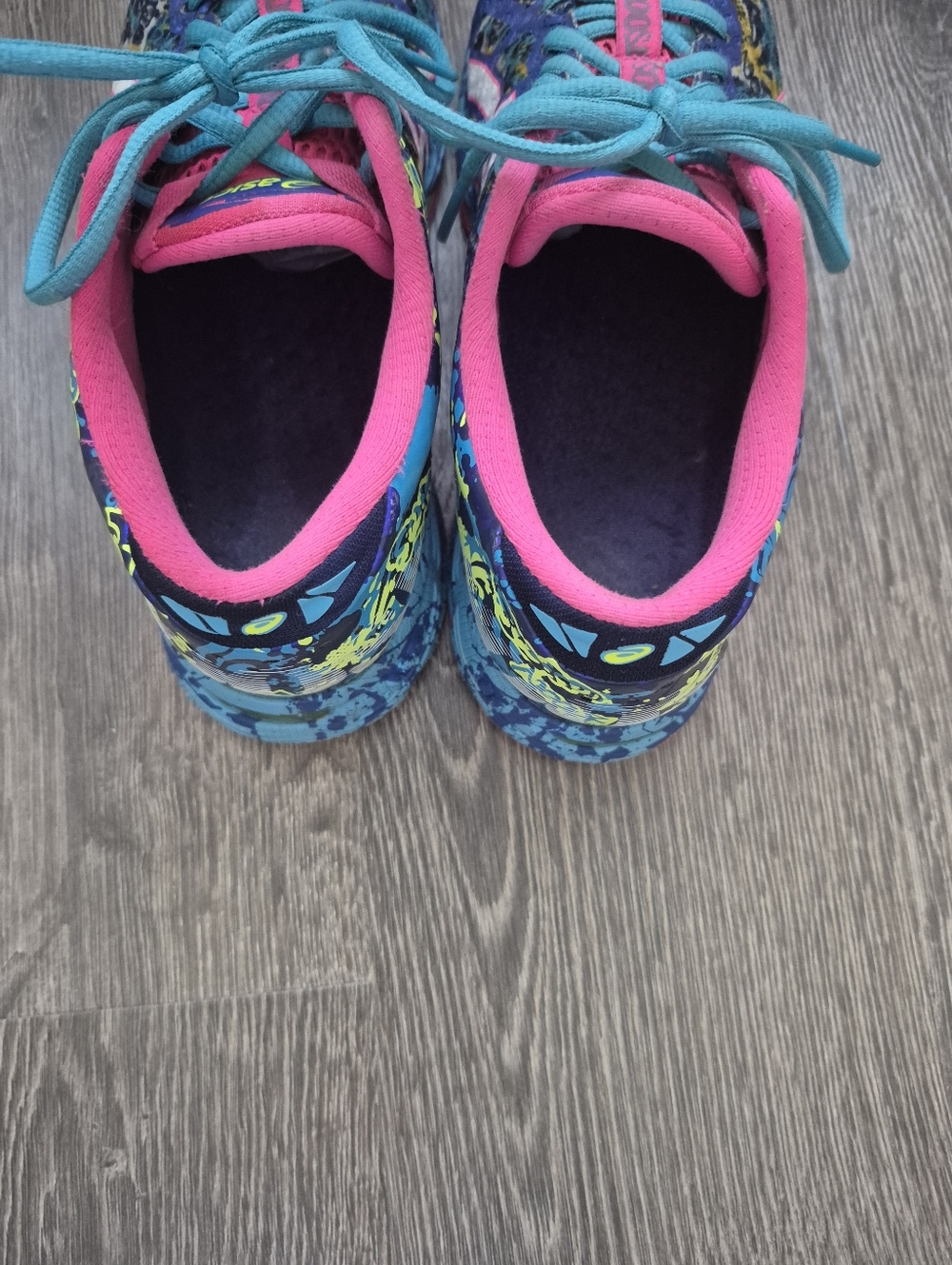 Asics Women's Noosa Gel Multicolor Graphic Running Sneakers - Pink & Teal Size 8 - Picture 7 of 10